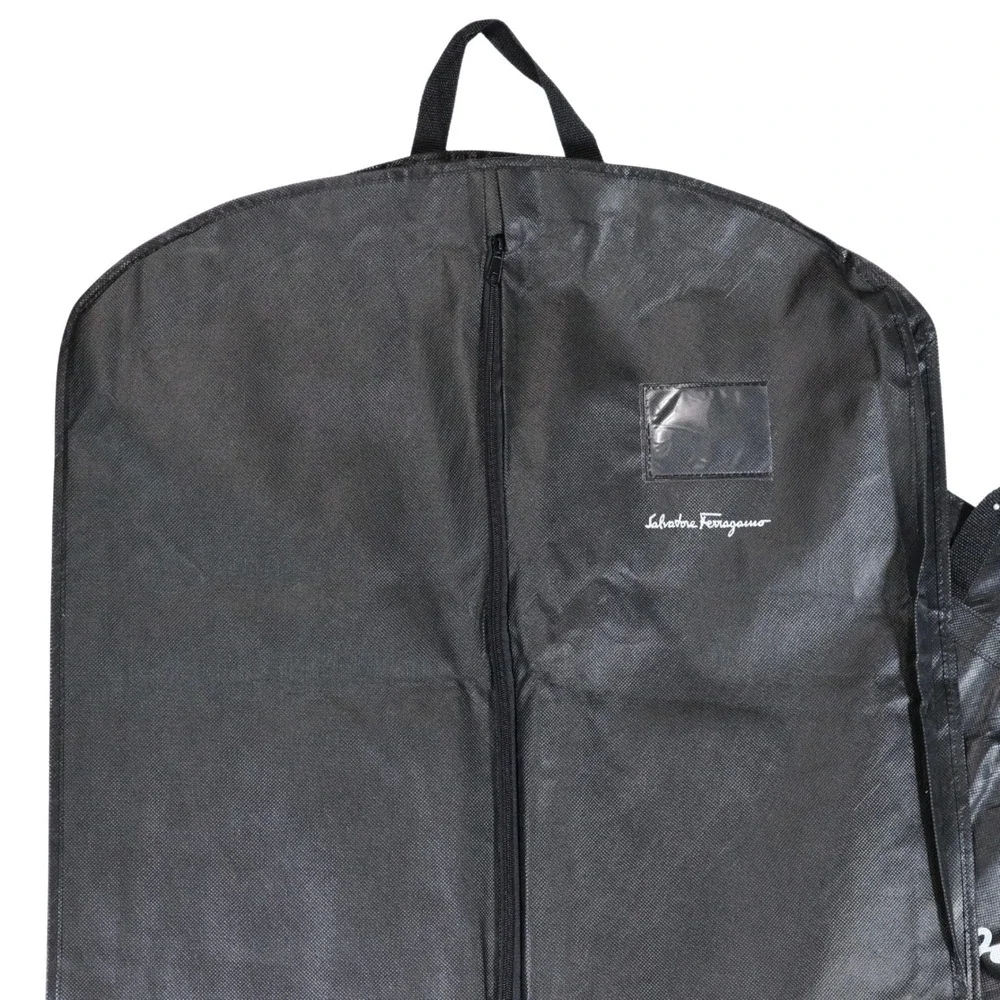 Salvatore Ferragamo Garment Bag Black Logo Travel Suit Cover Storage 23x62